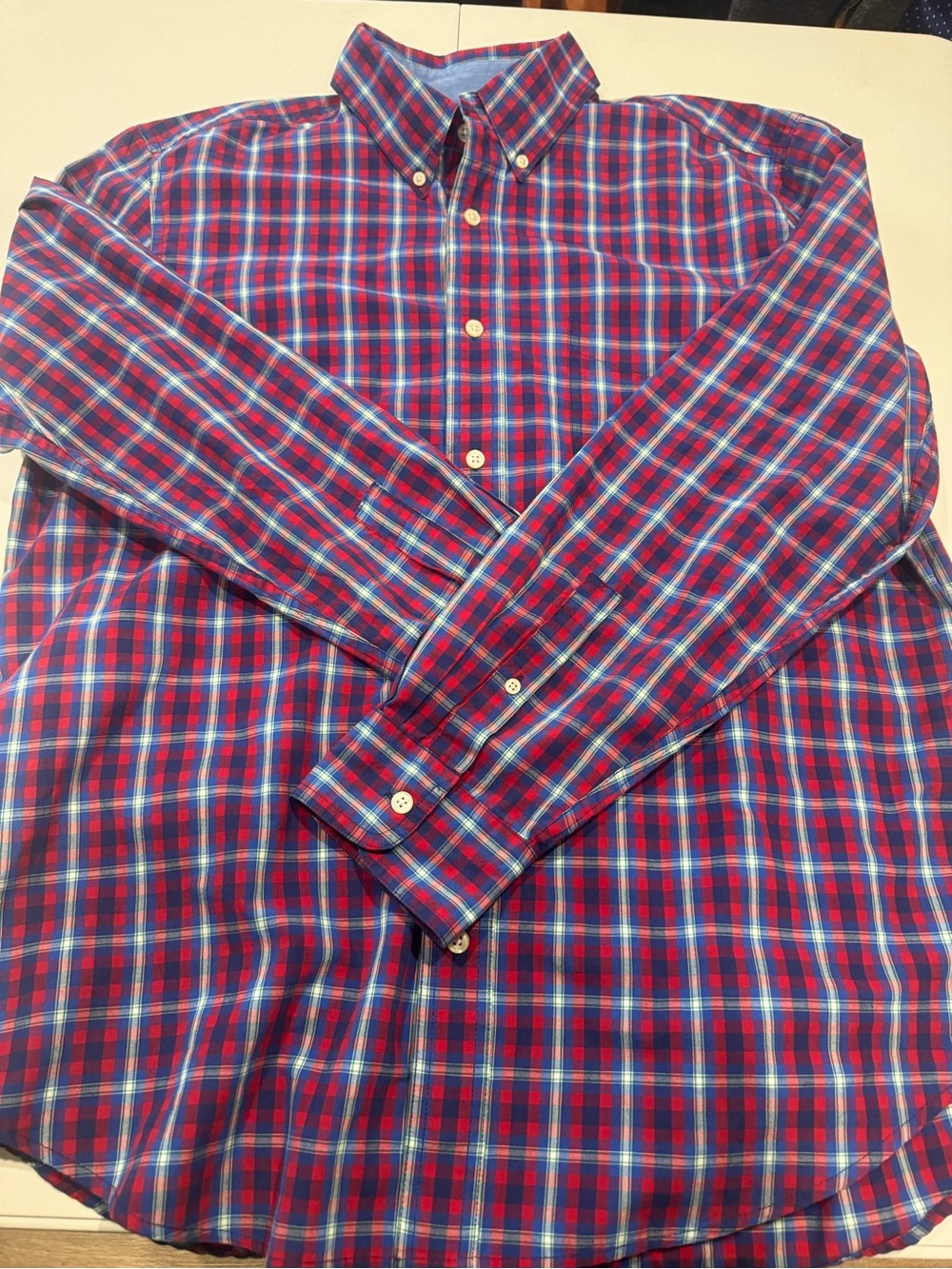 Chaps Red and Blue Plaid Button-Down Shirt